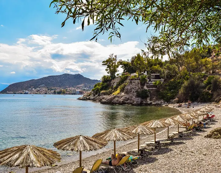 Beach in Tolo Under Ancient Asini Ruins
