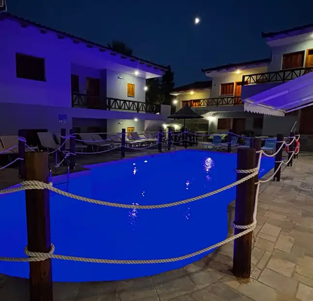 Pool at Night in Ninemia Rooms